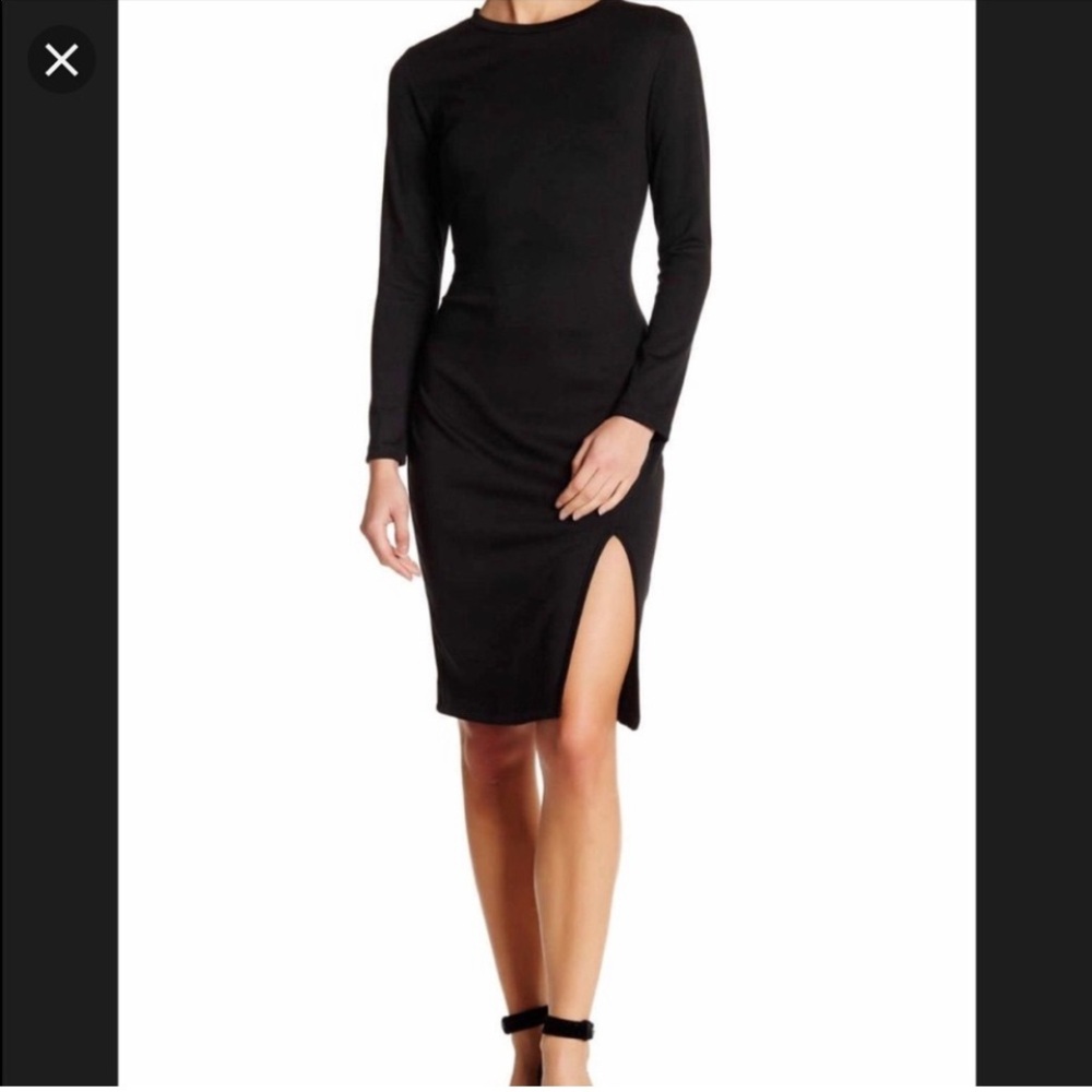 Long Sleeve Black Midi Dress